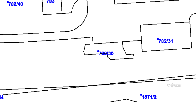 Parcela st. 782/30 v KÚ Podbořany, Katastrální mapa