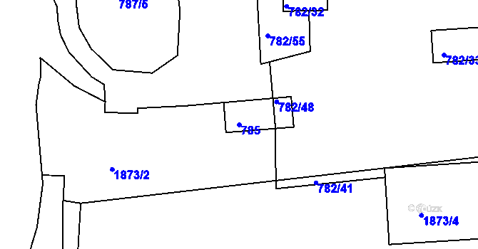 Parcela st. 785 v KÚ Podbořany, Katastrální mapa