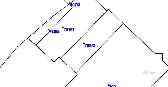 Parcela st. 789/2 v KÚ Podbořany, Katastrální mapa