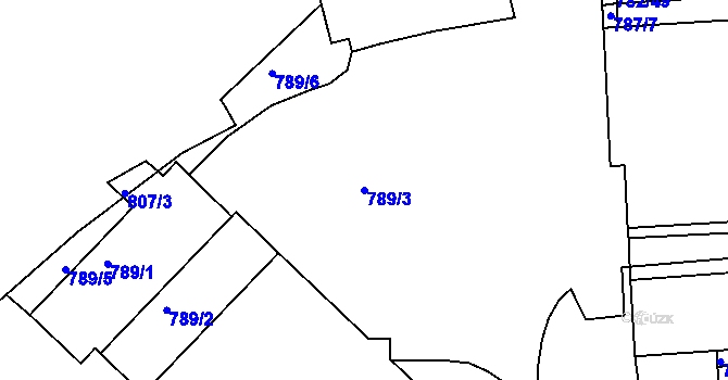 Parcela st. 789/3 v KÚ Podbořany, Katastrální mapa