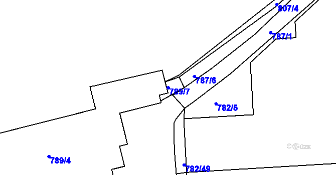 Parcela st. 789/7 v KÚ Podbořany, Katastrální mapa