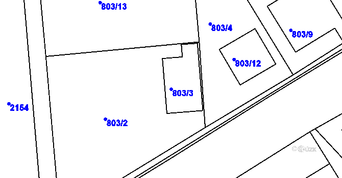 Parcela st. 803/3 v KÚ Podbořany, Katastrální mapa