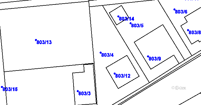Parcela st. 803/4 v KÚ Podbořany, Katastrální mapa