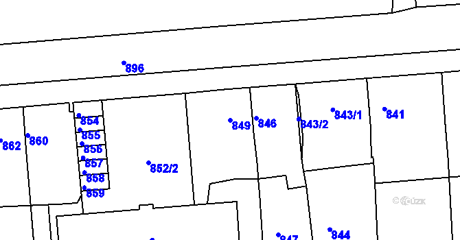 Parcela st. 849 v KÚ Podbořany, Katastrální mapa