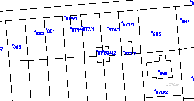 Parcela st. 877/2 v KÚ Podbořany, Katastrální mapa
