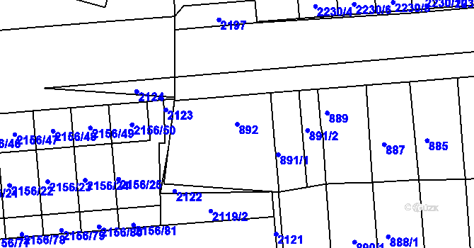 Parcela st. 892 v KÚ Podbořany, Katastrální mapa