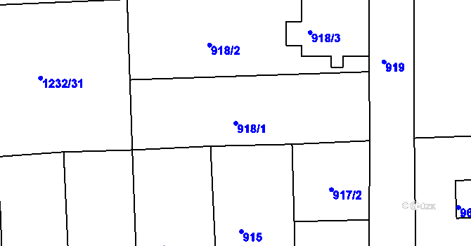 Parcela st. 918/1 v KÚ Podbořany, Katastrální mapa