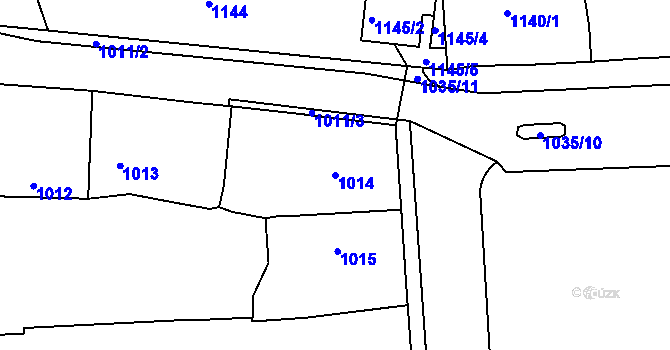 Parcela st. 1014 v KÚ Podbořany, Katastrální mapa
