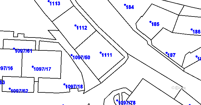 Parcela st. 1111 v KÚ Podbořany, Katastrální mapa