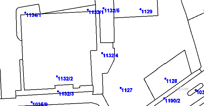 Parcela st. 1132/4 v KÚ Podbořany, Katastrální mapa
