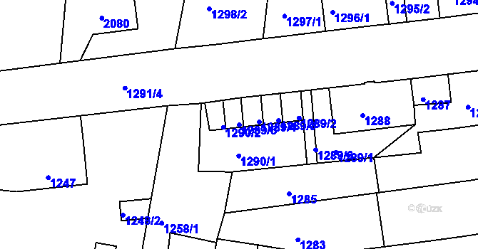 Parcela st. 1289/5 v KÚ Podbořany, Katastrální mapa