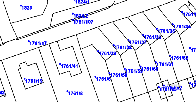 Parcela st. 1761/39 v KÚ Podbořany, Katastrální mapa