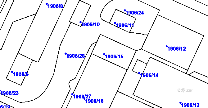 Parcela st. 1906/15 v KÚ Podbořany, Katastrální mapa