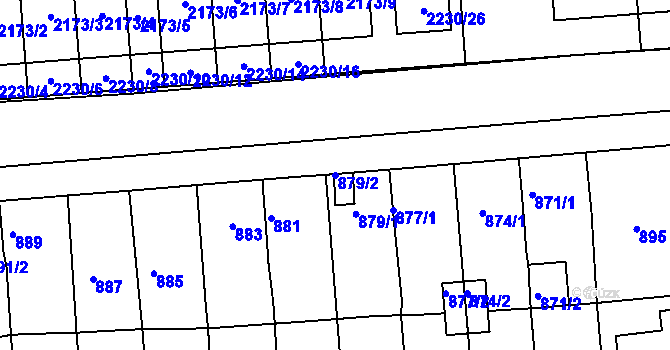 Parcela st. 879/2 v KÚ Podbořany, Katastrální mapa