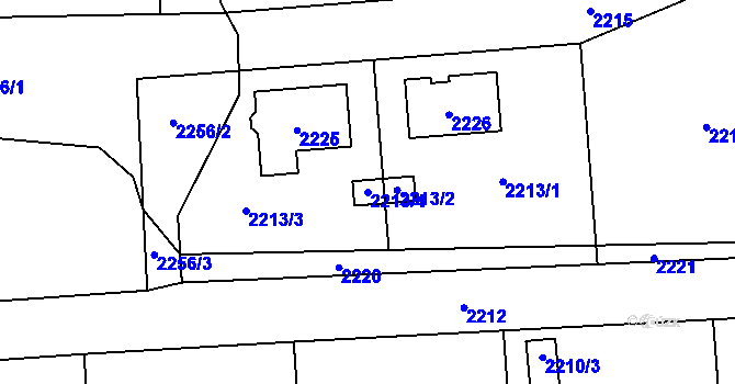Parcela st. 2213/4 v KÚ Podbořany, Katastrální mapa