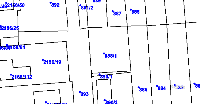 Parcela st. 890/1 v KÚ Podbořany, Katastrální mapa