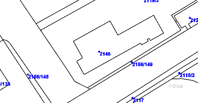 Parcela st. 2146 v KÚ Podbořany, Katastrální mapa