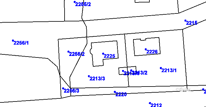 Parcela st. 2225 v KÚ Podbořany, Katastrální mapa