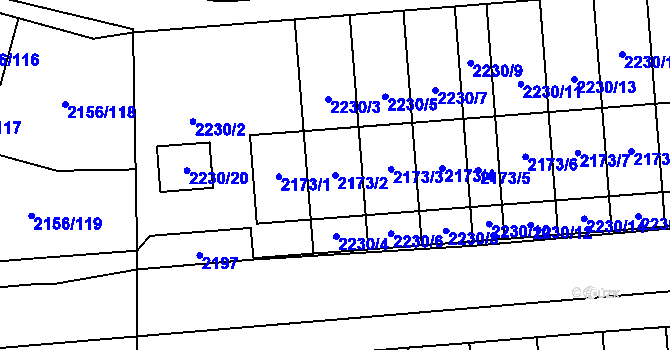 Parcela st. 2173/2 v KÚ Podbořany, Katastrální mapa