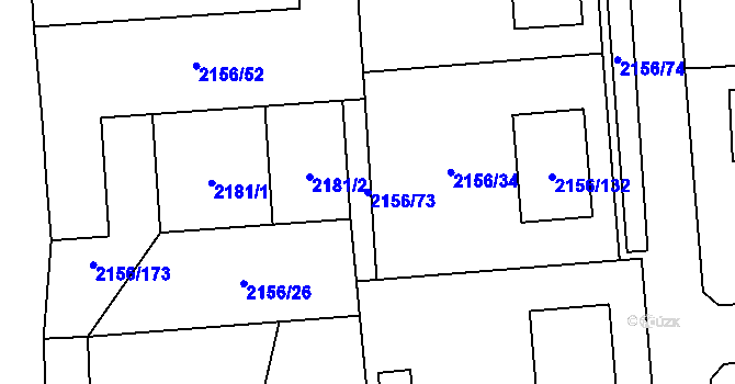 Parcela st. 2156/73 v KÚ Podbořany, Katastrální mapa