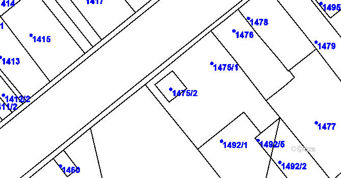 Parcela st. 1475/2 v KÚ Podbořany, Katastrální mapa