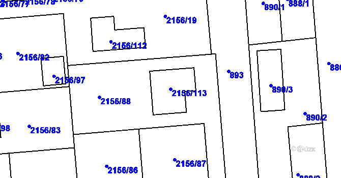 Parcela st. 2156/113 v KÚ Podbořany, Katastrální mapa