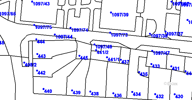 Parcela st. 441/2 v KÚ Podbořany, Katastrální mapa