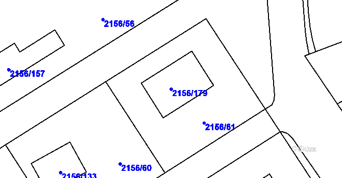 Parcela st. 2156/179 v KÚ Podbořany, Katastrální mapa