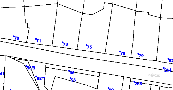 Parcela st. 75 v KÚ Hlubany, Katastrální mapa