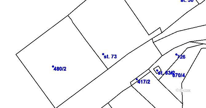 Parcela st. 73 v KÚ Letov, Katastrální mapa