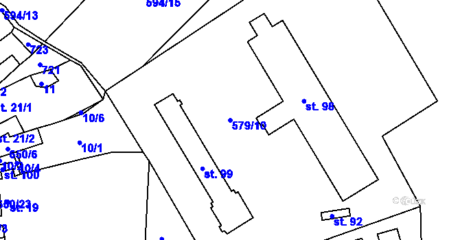 Parcela st. 579/10 v KÚ Letov, Katastrální mapa