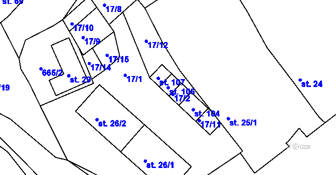 Parcela st. 106 v KÚ Letov, Katastrální mapa