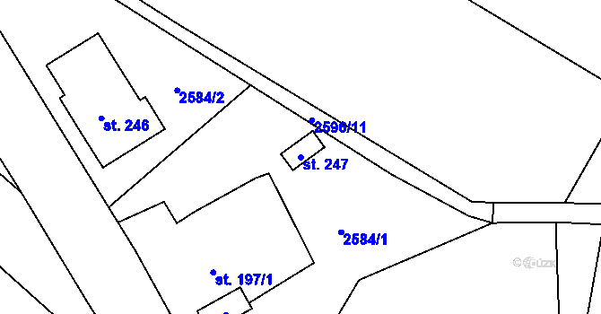 Parcela st. 247 v KÚ Valov, Katastrální mapa