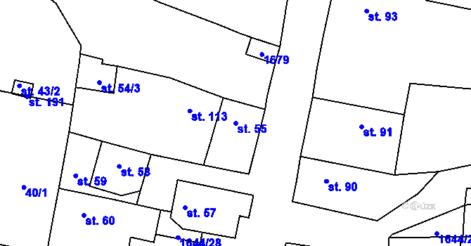 Parcela st. 55 v KÚ Brníkov, Katastrální mapa
