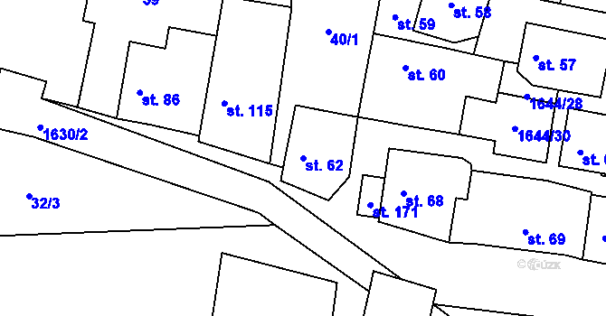Parcela st. 62 v KÚ Brníkov, Katastrální mapa