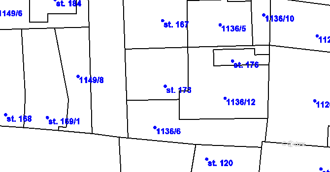 Parcela st. 173 v KÚ Brníkov, Katastrální mapa