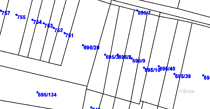 Parcela st. 695/3 v KÚ Brníkov, Katastrální mapa