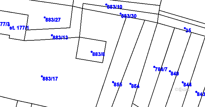 Parcela st. 883/3 v KÚ Brníkov, Katastrální mapa
