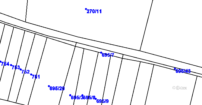 Parcela st. 695/7 v KÚ Brníkov, Katastrální mapa