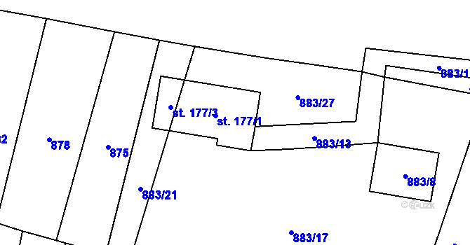 Parcela st. 177/1 v KÚ Brníkov, Katastrální mapa
