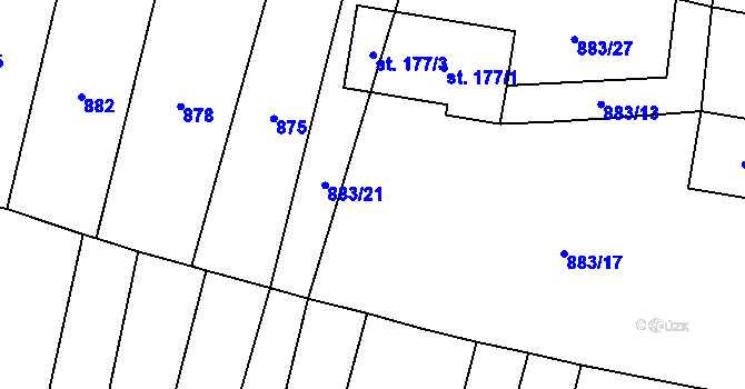 Parcela st. 883/22 v KÚ Brníkov, Katastrální mapa