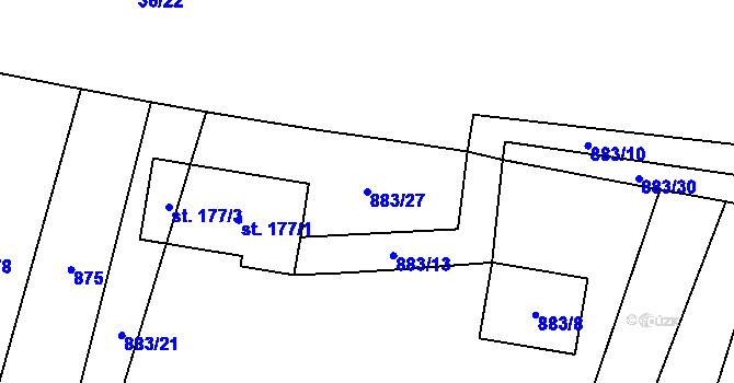 Parcela st. 883/27 v KÚ Brníkov, Katastrální mapa