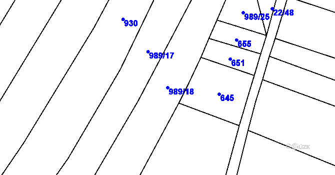 Parcela st. 989/18 v KÚ Brníkov, Katastrální mapa