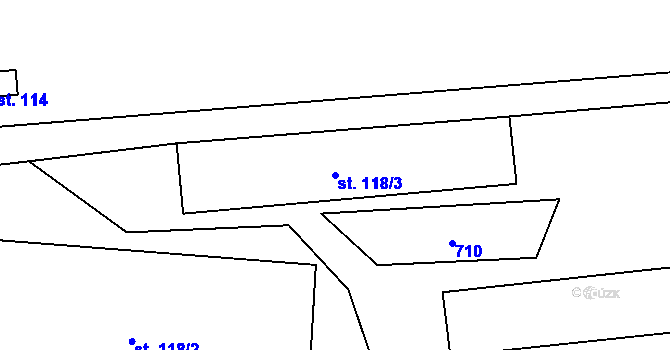 Parcela st. 118/3 v KÚ Podbradec, Katastrální mapa