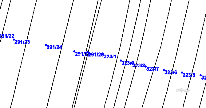 Parcela st. 323/1 v KÚ Podbradec, Katastrální mapa
