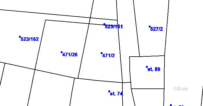 Parcela st. 471/2 v KÚ Podbradec, Katastrální mapa