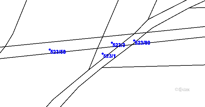 Parcela st. 523/1 v KÚ Podbradec, Katastrální mapa