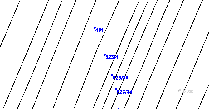 Parcela st. 523/4 v KÚ Podbradec, Katastrální mapa