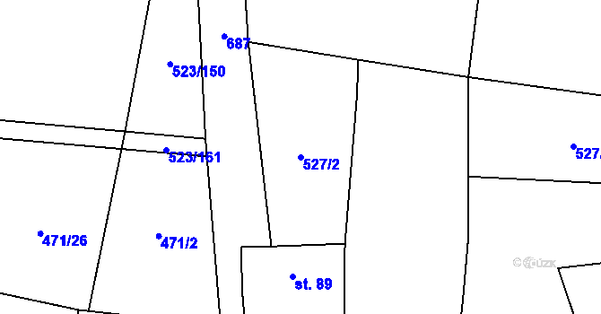 Parcela st. 527/2 v KÚ Podbradec, Katastrální mapa
