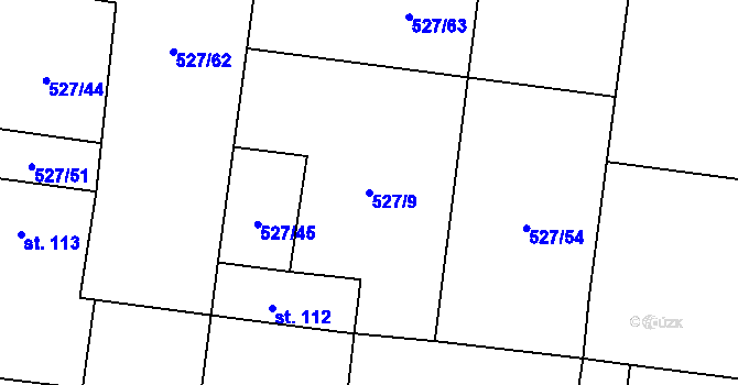 Parcela st. 527/9 v KÚ Podbradec, Katastrální mapa